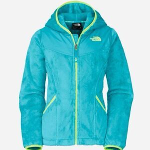 The North Face Kids turquoise teal fleece zip up hooded jacket